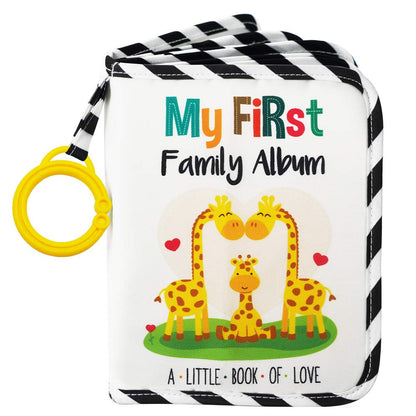 Urban Kiddy™ Baby's My First Family Album | Soft Photo Cloth Book Gift Set for Newborn Toddler & Kids (Giraffe)