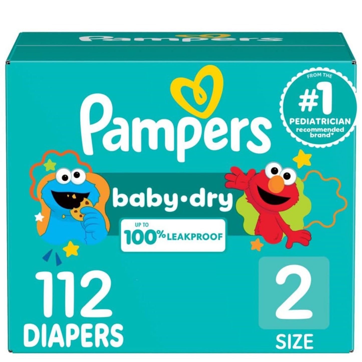 Pampers Diapers - Baby Dry - Size 2, 112 Count, Absorbent Disposable Infant Diaper (Packaging May Vary)