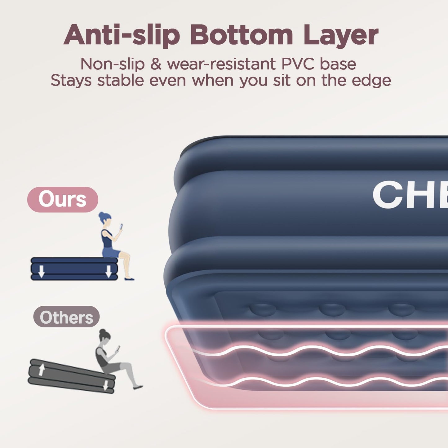 CHERIMOR Air Mattress, 18" Raised Full Size Self Inflatable Blow Up Mattress with Built in Pump, Thick Comfort Air Bed with Carry Bag for Camping, Guests & Home, 600lb Capacity Colchon Inflable