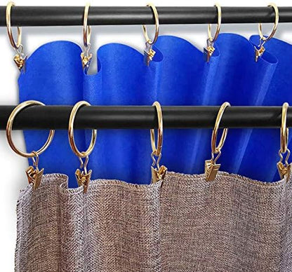 40 Pack Metal Curtain Rings with Clips, Drapery Clips Hooks, Decorative Curtain Rod Clips 1.5 in Interior Diameter, Gold