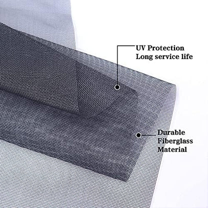 Windows Screen and Screen Door Repair Kit, 48"x118" Charcoal Fiberglass Mesh with Rolling Tool/Hook/Ruler/Cutter/Spline - Window Screen & Sliding Screen Door Replacement for Windows, TOOLTRIZ