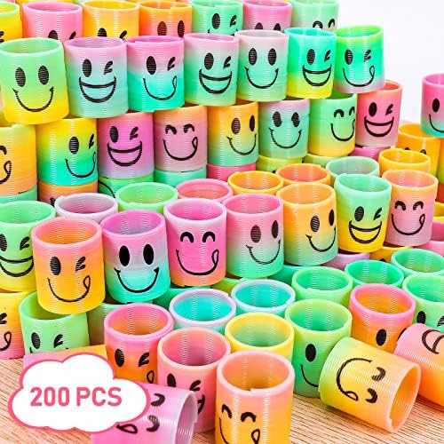 AZEN 200 Pcs Mini Spring Party Favors for Kids 3-5 4-8, Goodie Bags Stuffers for Birthday Party, Classroom Prizes Kids Prizes, Small Bulk Toys Gifts (4 Smile)