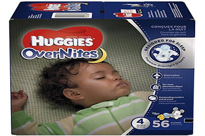 HUGGIES OverNites Diapers, Size 4 (22-37 lb), Overnight Diapers, 56 Count