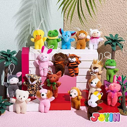 JOYIN 24 Pcs Mini Animal Plush Toys, 3” Stuffed Animal Bulk for Kids Birthday Party Favors, Presents, Pinata Fillers, Goodie Bag Fillers, School Prizes, Valentine's Day Party Supplies