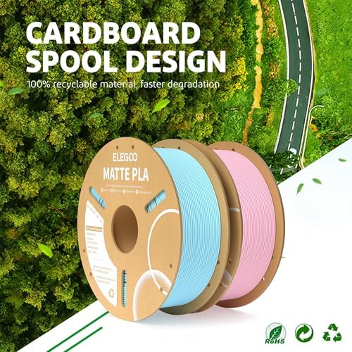 ELEGOO Matte PLA Filament Sakura Pink & Mint Green 2KG, 1.75mm 3D Printer Filament Dimensional Accuracy +/- 0.02mm, 2pcs 1kg Carboard Spool (2.2lbs) Fits for Most FDM 3D Printers