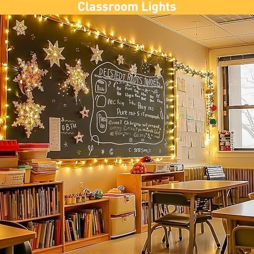 JMEXSUSS 200 LED String Lights Indoor Outdoor Clear Wire, Connectable Warm White Christmas Lights for Bedroom, 66 Ft Twinkle Fairy Classroom Light Plug in for Home Wedding Tree Yard Patio Decor