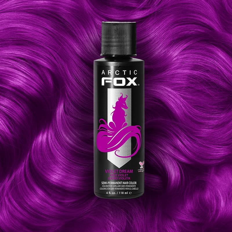 Arctic Fox Semi-Permanent Hair Dye, Vegan & Cruelty-Free, Ammonia-Free, Conditioning, Vibrant Purple Color, Long Lasting, For All Hair Types, Violet Dream, 4 fl oz (Pack of 2)