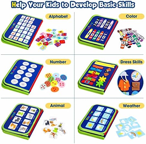 Toddler Busy Board - Montessori Toys for Toddler Boy Birthday Gift, Educational Learning Sensory Busy Book for Toddler Boys, Toddlers Activities Toy for Airplane Car Travel