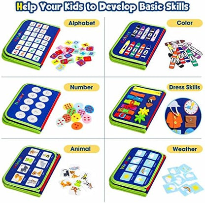 Toddler Busy Board - Montessori Toys for Toddler Boy Birthday Gift, Educational Learning Sensory Busy Book for Toddler Boys, Toddlers Activities Toy for Airplane Car Travel