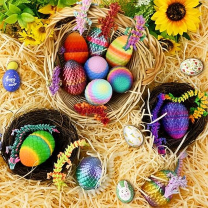 12PCS 3D Printed Dragon Eggs with Dragon Inside, Unique Fun Gifts Cool Stuff Cool Gadgets for Men Teens Boy Gifts, Mini Articulated Easter Basket Essentials for Kids