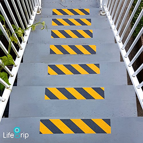 LifeGrip Anti Slip Traction Tape, 4 Inch x 30 Foot, Best Grip, Friction, Abrasive Adhesive for Stairs, Tread Step, Indoor, Outdoor, Caution Yellow/Black
