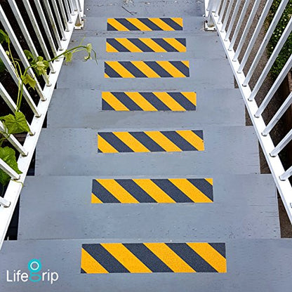 LifeGrip Anti Slip Traction Tape, 4 Inch x 30 Foot, Best Grip, Friction, Abrasive Adhesive for Stairs, Tread Step, Indoor, Outdoor, Caution Yellow/Black