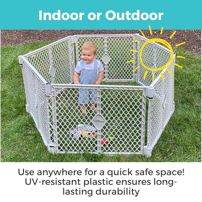 Toddleroo by North States - Superyard Duo Extra Wide Baby Gate & Play Yard: 6 Panel Baby Playpen - Included Wall Mount Kit - Made in USA - 38.5 to 201 Inches Wide - 26 Inches Tall - Light Gray