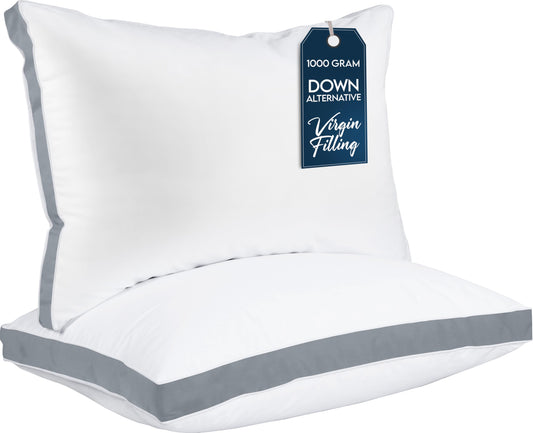 Utopia Bedding Bed Pillows for Sleeping Queen Size (Grey), Set of 2, Cooling Hotel Quality, Gusseted Pillow for Back, Stomach or Side Sleepers