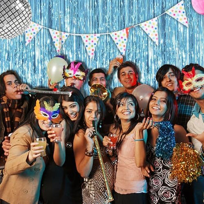 10 Pack Blue Backdrop Curtain Tinsel Streamers Ocean Themed Decor Birthday Party Decorations Foil Fringe Backdrop Graduation Baby Shower Bachelorette Winter Party Decorations Supplies
