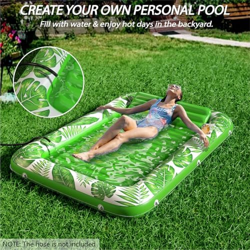 Inflatable Tanning Pool Lounger Float - Jasonwell 4 in 1 Sun Tan Tub Sunbathing Pool Lounge Raft Floatie Toys Water Filled Tanning Bed Mat Pad for Adult Blow Up Kiddie Pool Kids Ball Pit Pool