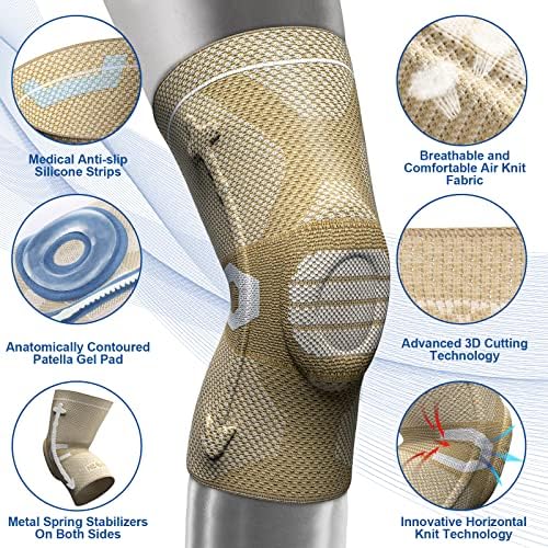NEENCA Professional Knee Brace for Pain Relief, Medical Knee Compression Sleeve, Knee Support with Horizontal Knit Tech for Meniscus Tear, ACL, Arthritis, Joint Pain, Runner, Workout- FSA/HSA APPROVED
