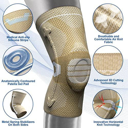 NEENCA Professional Knee Brace for Pain Relief, Medical Knee Compression Sleeve, Knee Support with Horizontal Knit Tech for Meniscus Tear, ACL, Arthritis, Joint Pain, Runner, Workout- FSA/HSA APPROVED