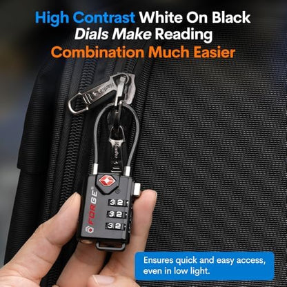 TSA Approved Cable Luggage Locks, 6 Pack, Easy Read Dials with Alloy Body