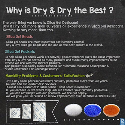 Dry & Dry 500 Gram [100 Packets] Silica Gel Packets Desiccants, Silica Packets - Rechargeable Silica Gel Packs, Desiccants Packets, Silica Gel