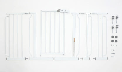 Regalo 56-Inch Extra WideSpan Walk Through Baby Gate, Includes 4-Inch, 8-Inch and 12-Inch Extension, 8 Piece Set - 4 Pack of Pressure Mounts and 4 Pack of Wall Cups and Mounting Kit, White