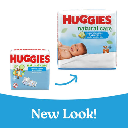 Huggies Natural Care Cucumber, Aloe and Vitamin E Baby Wipes, Hypoallergenic, Scented, 15 Flip-Top Packs (960 Wipes Total), Packaging May Vary