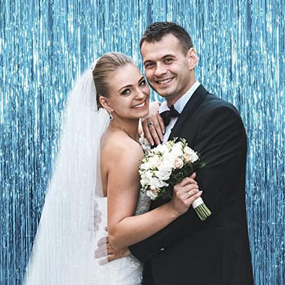 10 Pack Blue Backdrop Curtain Tinsel Streamers Ocean Themed Decor Birthday Party Decorations Foil Fringe Backdrop Graduation Baby Shower Bachelorette Winter Party Decorations Supplies