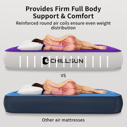 CHILLSUN Queen Air Mattress with Built in Pump,Elevated Durable Inflatable Mattresses with Storage Bag,13" Fast&Easy Inflating Blow Up Airbed,Camping Accessories for Travel&Guests&Home