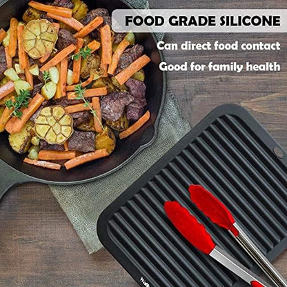 Walfos Silicone Trivets for Hot Pots and Pans - 446°F Heat Resistant Hot Pads for Kitchen Counter- 4 Pcs Multi-Purpose & Versatile Trivet Mat - Long-Lasting & Flexible Silicone Hot Pad（Black）