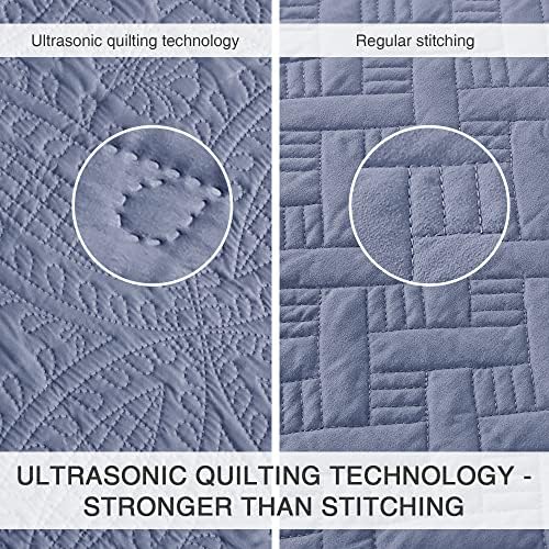 Love's cabin Quilts for Queen Bed Blue Bedspreads - Soft Bed Summer Lightweight Bedspread Comforter - Modern Style Coin Pattern Coverlet for All Season - 3 Pieces (1 Quilt, 2 Pillow Shams)