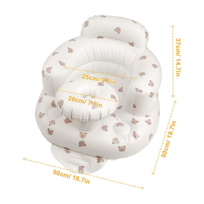 EKEPE Inflatable Baby Chair with Tray for Babies 3 Months & Up, Blow Up Baby Seat with Built in Air Pump, Sit Me Up Floor Baby Seats for Infants for Sitting Up - Bear Head with Tray