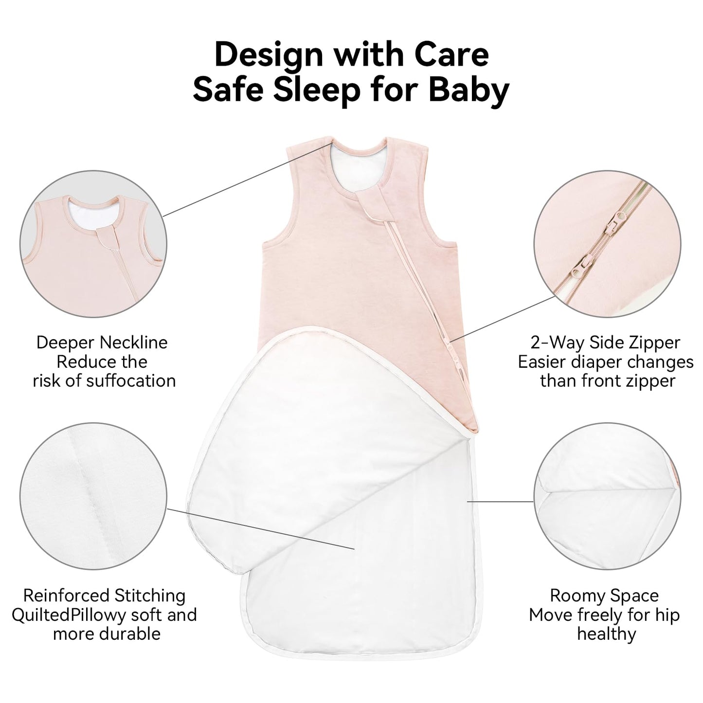 BubblePanda Rayon Made from Bamboo Sleep Sack 0-6 Months 0.5 Tog Soft Newborn Sleep Sack 3-6 Months for Infant Babies 2-Way Zipper Wearable Blanket Baby 0-3 Months