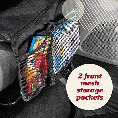 Lusso Gear Car Seat Protector for Baby Car Seat - Thick Padding - Seat Protector Under Baby Car Seat with 2 Mesh Storage Pockets - Black Waterproof Baby Car Seat Protector - Non-Slip Padded Backing