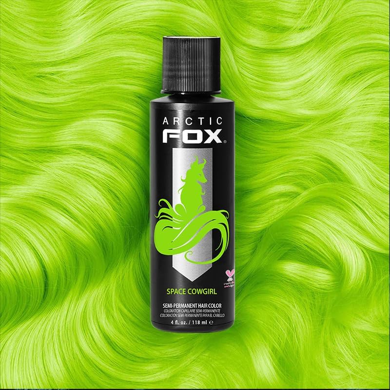 Arctic Fox Semi-Permanent Hair Dye, Vegan & Cruelty-Free, Vibrant Electric Green, Ammonia-Free, Peroxide-Free, Space Cowgirl, 4 Fl Oz (Pack of 2)
