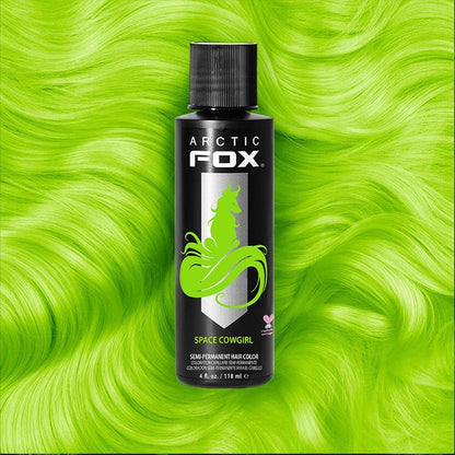 Arctic Fox Semi-Permanent Hair Dye, Vegan & Cruelty-Free, Vibrant Electric Green, Ammonia-Free, Peroxide-Free, Space Cowgirl, 4 Fl Oz (Pack of 2)