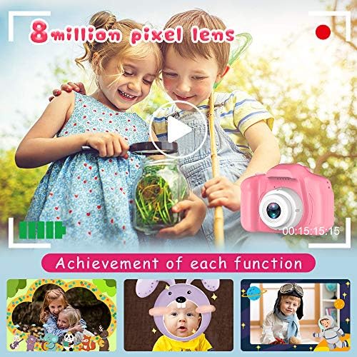Seckton Upgrade Kids Selfie Camera, Christmas Birthday Gifts for Girls Age 3-9, HD Digital Video Cameras for Toddler, Portable Toy for 3 4 5 6 7 8 Year Old Girl with 32GB SD Card-Pink