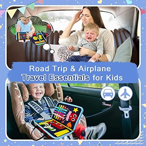 Gojmzo Busy Board Montessori Toys for Toddler Boys & Girls Gifts, Sensory Toys for Toddlers, Educational Travel Preschool Activities Learning Alphabet Count Fine Motor Skills