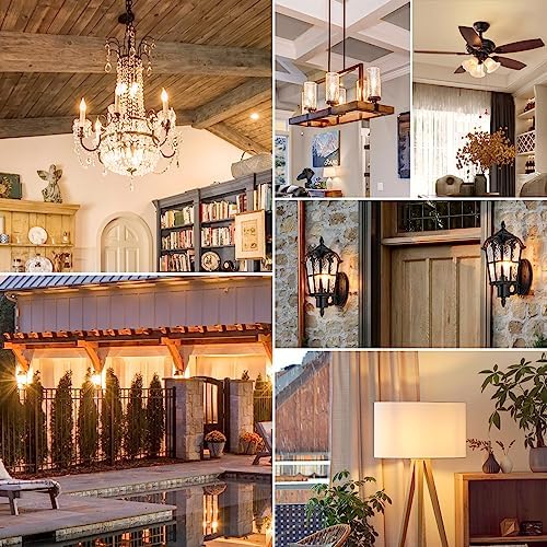 Dimmable E12 Candelabra LED Light Bulbs 40W Equivalent, 2700K Soft Warm White Chandelier Light Bulbs, 4W 460 LM Flame Tip Candle Light Bulbs, 12-Pack