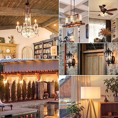 Dimmable E12 Candelabra LED Light Bulbs 40W Equivalent, 2700K Soft Warm White Chandelier Light Bulbs, 4W 460 LM Flame Tip Candle Light Bulbs, 12-Pack