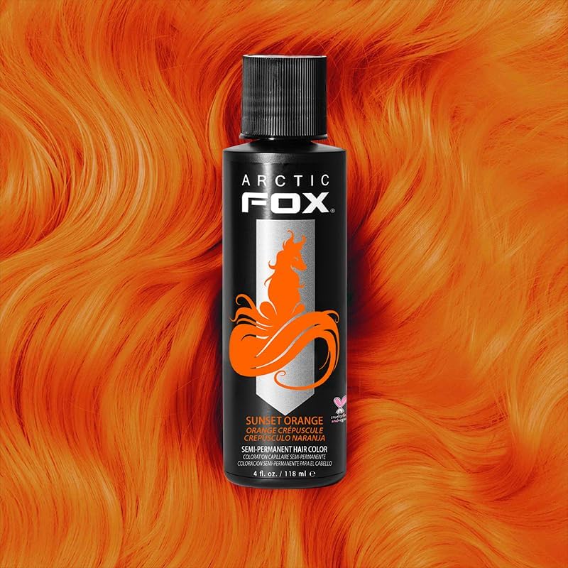 Arctic Fox Semi-Permanent Hair Dye, Vegan & Cruelty-Free, Ammonia-Free, Conditioning, Vibrant Sunset Orange, Long Lasting, For All Hair Types, 4 Fl Oz (Pack of 2)