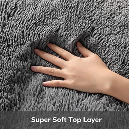 Ophanie Area Rugs for Living Room Bedroom, Upgrade Non-Slip Fluffy Soft Grey Shag Carpet, Indoor Floor Gray 4x6 Fuzzy Shaggy Living Room Plush Rug for Kids Home Dorm Decor Aesthetic