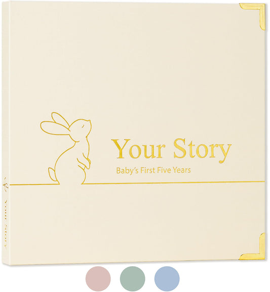 Baby Book Keepsake Boy or Girl Timeless Baby Memory Book First 5 Years for Baby Shower Gender Neutral Baby Scrapbook New Mom Gift Baby Journal from Birth to Age 5 Milestone Book Beige
