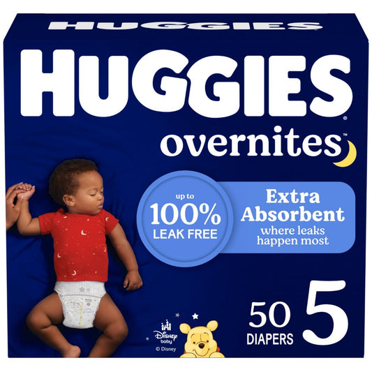 Huggies Overnites Size 5 Overnight Diapers (27+ lbs), 50 Ct, Packaging May Vary