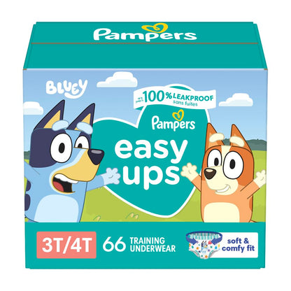Pampers Training Pants - Easy Ups Boys & Girls Bluey - Size 3T-4T, 66 Count, Children's Potty Underwear (Packaging May Vary)