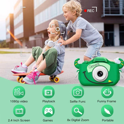 Goopow Kids Camera Toys for 3-8 Year Old Girls Boys,Children Digital Video Camcorder Camera with Cartoon Soft Cover, Best Chritmas Birthday Festival Gift for Kids - 32G SD Card Included