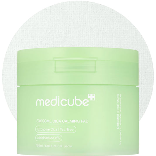 medicube Exosome CICA Tea Tree Calming Toner Pads for Sensitive Skin with Centella Asiatica Help Reduce Redness & breakouts. Low-irritating & Hydrating Daily Care, Korean Skincare, Vegan (100 Pads)