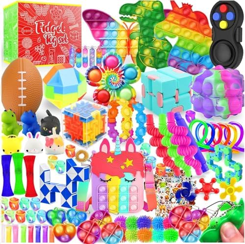 Fidget Toys, 126 Pack Party Favors for Kids 8-12 4-8, Sensory Toys Bulk Autism Autistic, Treasure Box Toys for Classroom, Stocking Stuffers, Goodie Bag Stuffers, Christmas Birthday Gifts Prizes