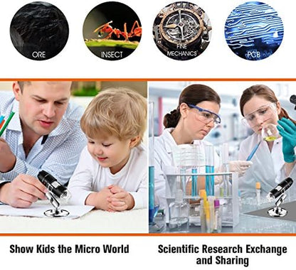 USB Microscope, Digital Handheld 40X-1000X Magnification Endoscope Mini Video Camera with 8 Adjustable LED Lights, Compatible with Windows 7/8/10/11 Mac Linux Android (with OTG)