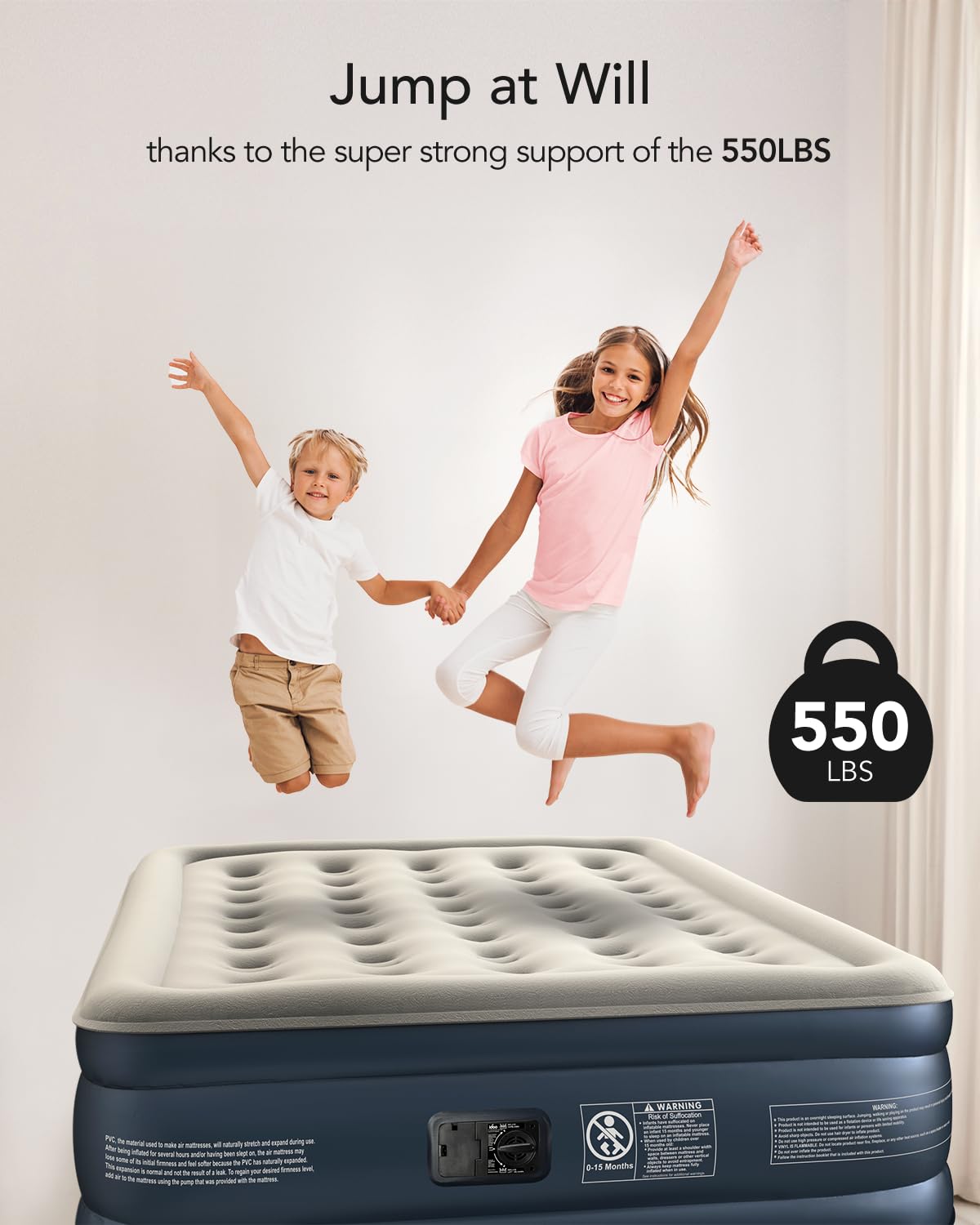 iDOO Twin Air Mattress with Built in Pump, 18" Raised Compact Blow up Mattress, Inflatable Mattress for Camping Guest Home, Portable Travel Air Bed, 2-Min Quick Inflation Deflation, Colchon inflable