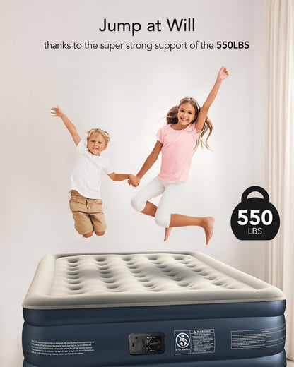 iDOO Twin Air Mattress with Built in Pump, 18" Raised Compact Blow up Mattress, Inflatable Mattress for Camping Guest Home, Portable Travel Air Bed, 2-Min Quick Inflation Deflation, Colchon inflable